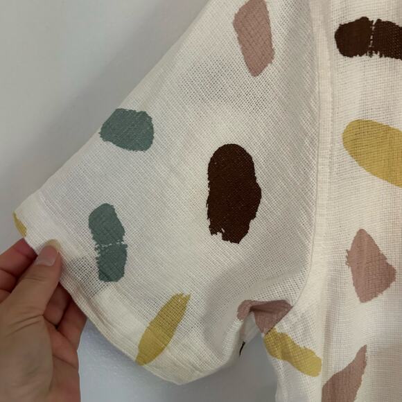 Folk Men's Button Up Textured Contour Cotton Short Sleeve Top M Medium New - Picture 4 of 8